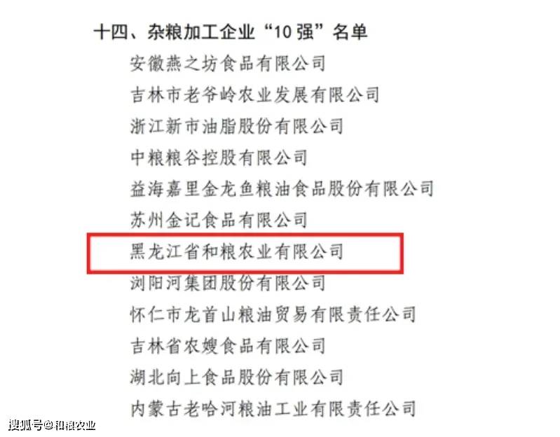 开云 开云体育平台再获殊荣！和粮农业荣获2023年度全国大米加工企业50强、杂粮加工10强企业！(图2)